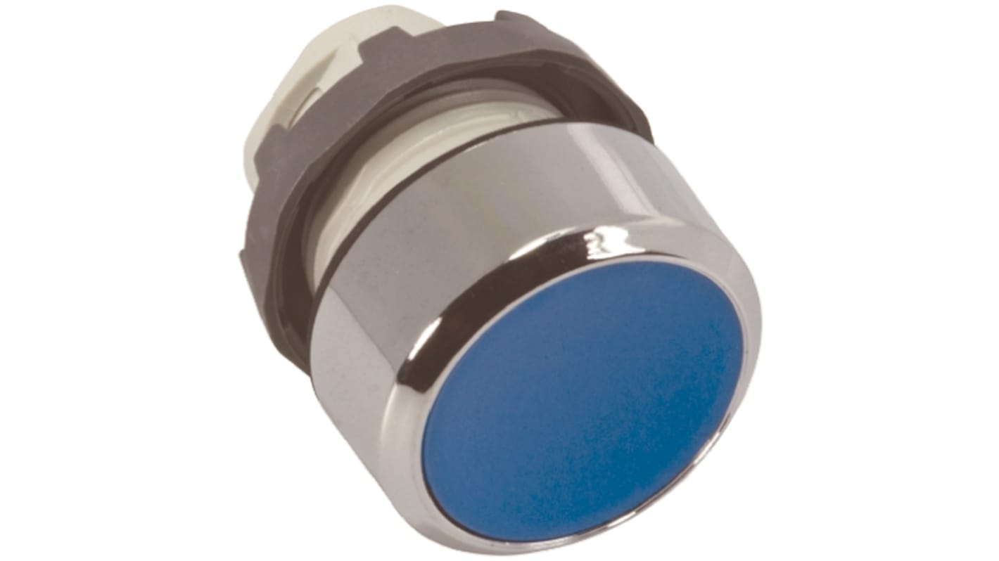 Attuatore pulsante instabile ABB, cornice cromata, blu, diametro 22 mm, IP66, facile installazione. Codice 1SFA611100R3004 MP1-30L.
