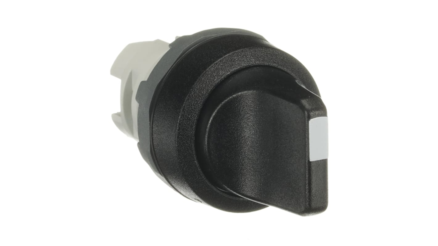 Selettore modulare ABB 2 posizioni, diametro 22 mm, impugnatura nera, attivazione stabile, protezione IP66/IP67. Codice 1SFA611200R1006 M2SS1-10B.