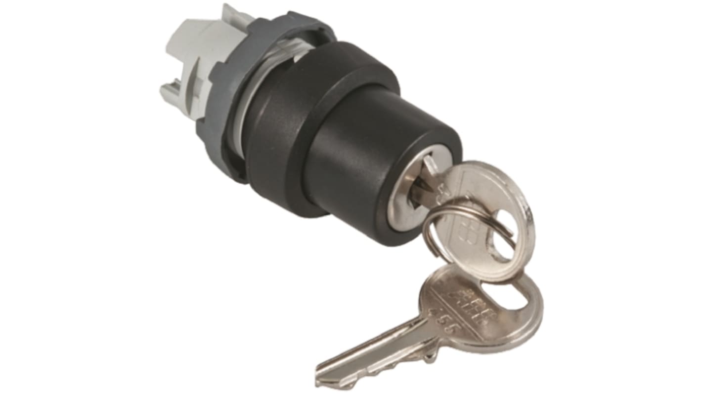 Testa selettore ABB Modular, 2 posizioni, diametro foro 22 mm, protezione IP66, attivazione stabile, temperatura operativa -25/+70 °C.