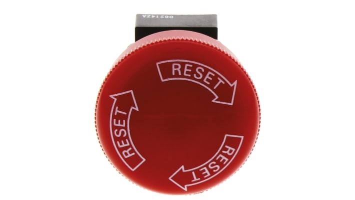 Pulsante di arresto di emergenza Omron A165E-S-01, montaggio a pannello, diametro foro 16mm, colore rosso, grado di protezione IP65.