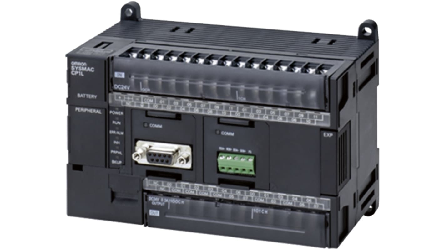 Omron CP1L-L10DT-D, CPU PLC con 10 I/O, montaggio su guida DIN, dimensioni 66 x 110 x 85 mm, tensione 20.4-26.4 V dc.