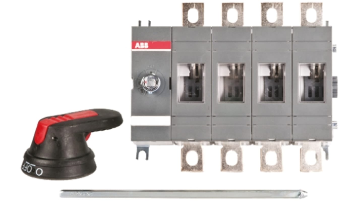 Interruttore di isolamento 4 poli ABB OT160EV22P, corrente 200A, montaggio su guida DIN, dimensioni 150x186x83mm, grado di protezione IP65.