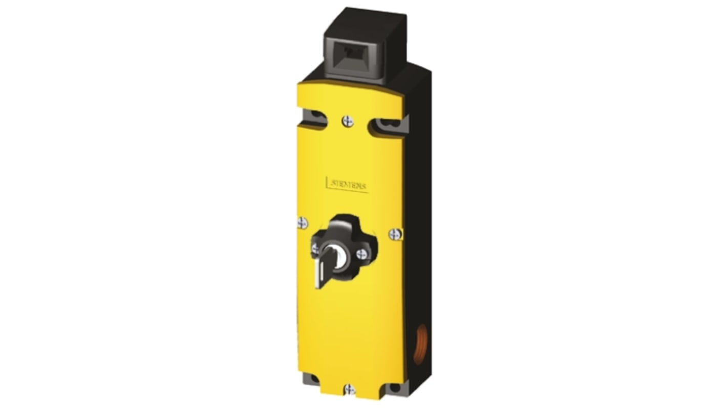 Interruttore di interblocco a solenoide Siemens 3SE5312-0SE11, 24V cc, custodia metallica, dimensioni 54mm x 43.8mm x 184.1mm.