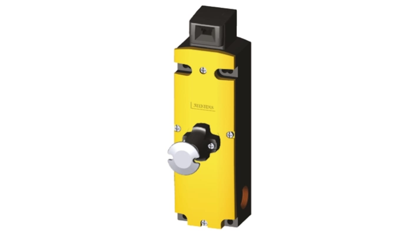 Interruttore di interblocco a solenoide Siemens 3SE5322-1SG21, 24V cc, IP66/IP67, 6 contatti, dimensioni 43.8mm x 54mm x 184.1mm.