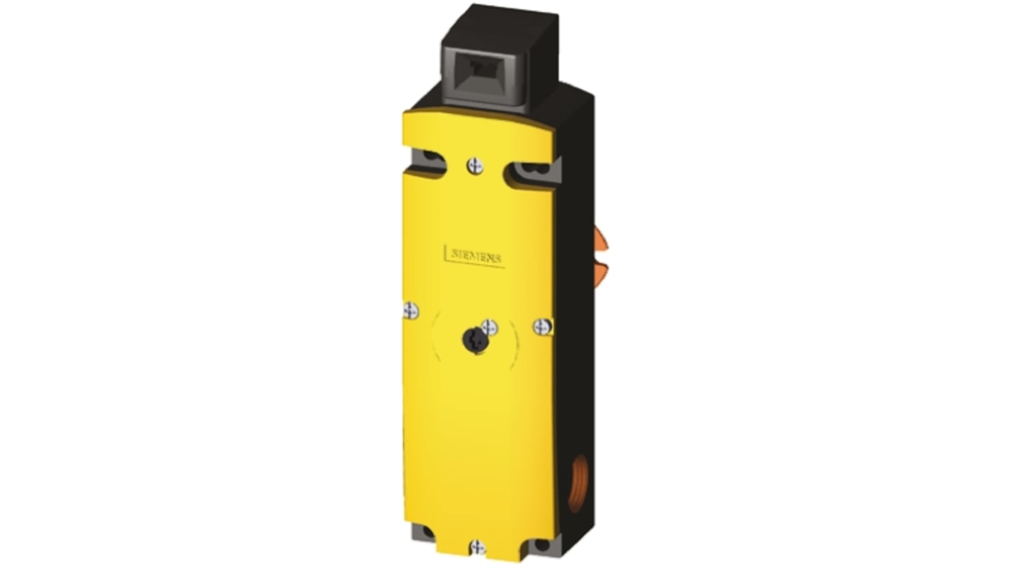 Interruttore di interblocco a solenoide Siemens 3SE5322-3SJ23, 230V, IP66/IP67, 2 NC e 1 NA, dimensioni 54x43.8x184.1 mm.