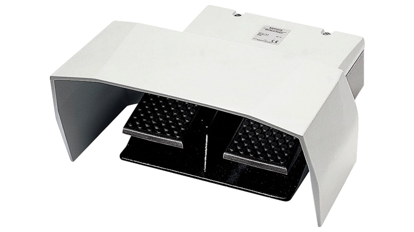 Interruttore a pedale Siemens 3SE2932-1AA20, 2NO/2NC, IP65, dimensioni 264x284x140 mm, operazione momentanea, alluminio.