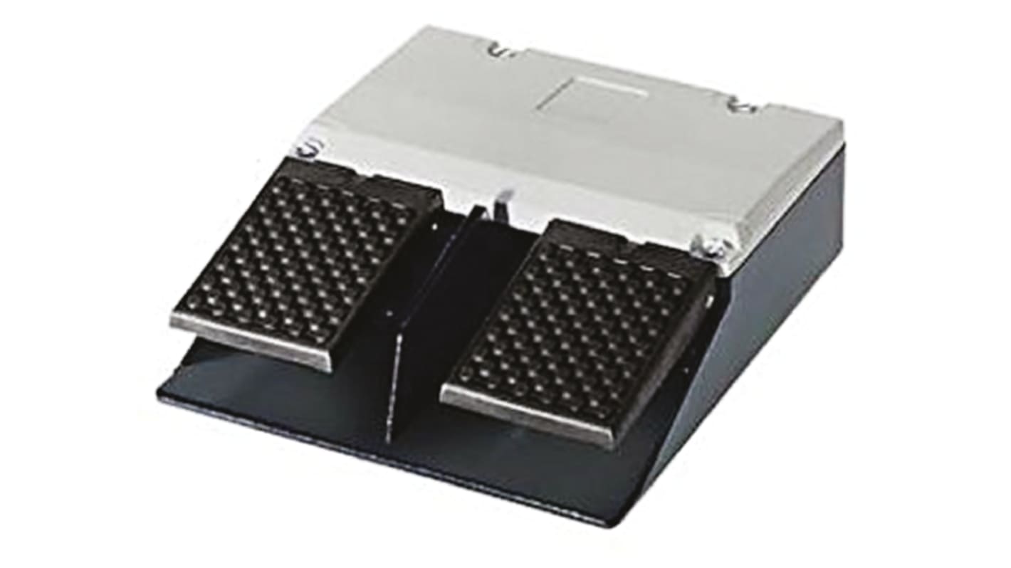 Interruttore a pedale momentaneo Siemens 3SE2932-1AB20, 2NO/2NC, IP65, alluminio, dimensioni 221 x 193 x 63 mm.