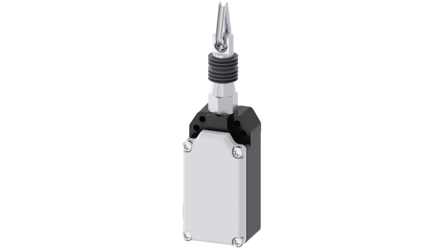 Interruttore a fune Siemens 3SE7120-2DD01, montaggio diritto, cavo 10m, grado di protezione IP65, dimensioni 164.5 x 52 x 42.5mm.