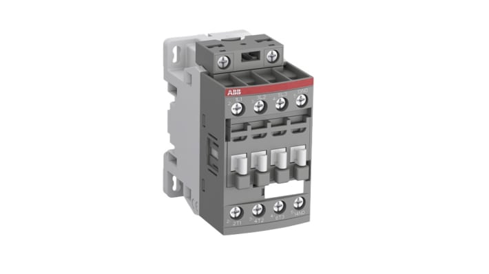 Contattore ABB 1SBL177001R1110 AF16-30-10-11, 3 poli, 30 A, 7,5 kW, montaggio su guida DIN, dimensioni 45x86x77 mm.