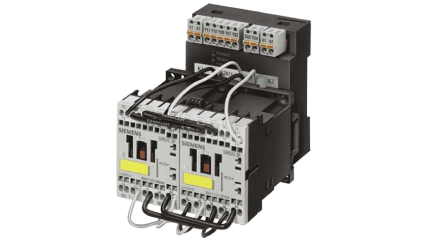 Modulo d'uscita SIRIUS 3TK2857-1BB44 di Siemens, 4 uscite, montaggio su guida DIN, dimensioni 132 x 90 x 146 mm.