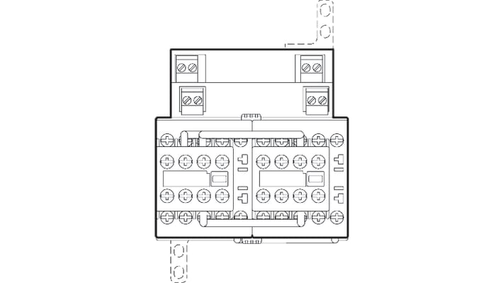 Modulo d'uscita SIRIUS 3TK2857-1BB44 di Siemens, 4 uscite, montaggio su guida DIN, dimensioni 132 x 90 x 146 mm.
