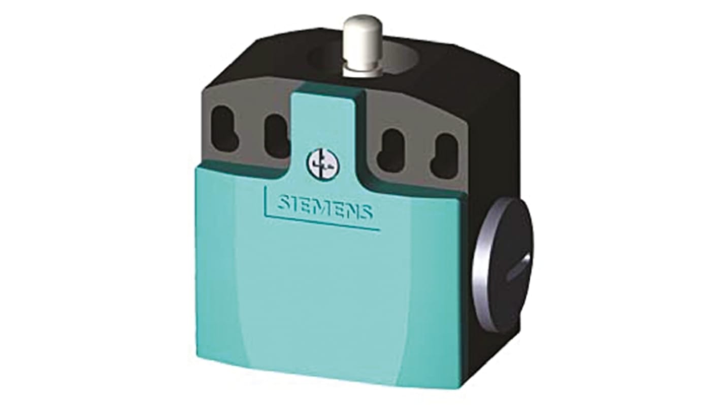Siemens interruttore di fine corsa 3SE5242-0LC05, stantuffo rotondo, 2NC/1NA, protezione IP65, dimensioni 50mm x 33mm x 53mm.