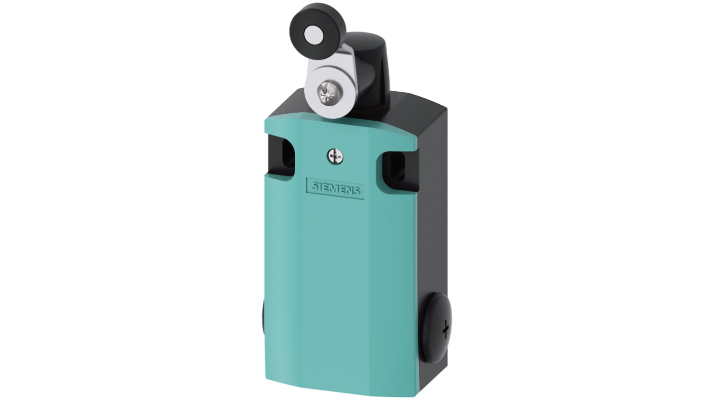 Siemens 3SE5162-0CH01, interruttore di fine corsa di sicurezza con leva a rullo, dimensioni 56mm x 37mm x 100mm, protezione IP66, montaggio universale.