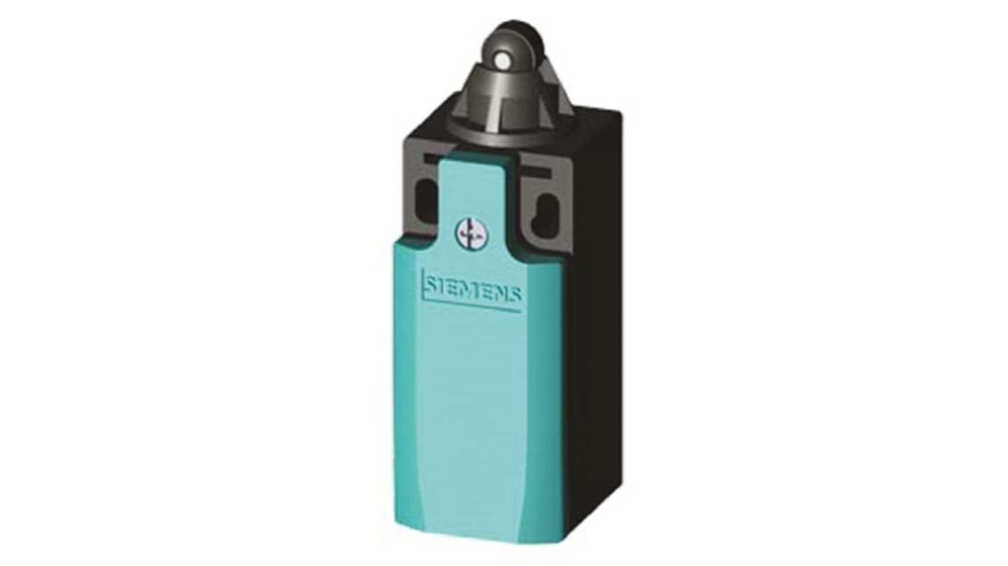Interruttore di fine corsa Siemens 3SE5212-0CD03, tasto a rotella NO/NC, dimensioni 31mm x 33mm x 68mm, grado di protezione IP66.