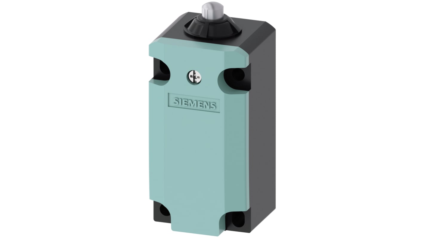 Interruttore di fine corsa Siemens 3SE5132-0CB01 con stantuffo NO/NC, dimensioni 40.5 mm x 37.3 mm x 78 mm, protezione IP65.