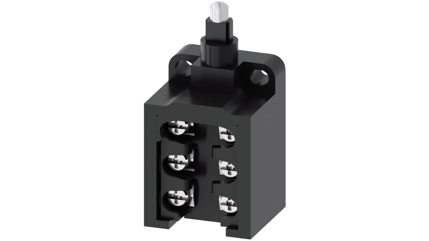 Interruttore di fine corsa Siemens 3SE5250-0BC05, stantuffo NO/NC, dimensioni 30mm x 20mm x 48.5mm, grado di protezione IP65.