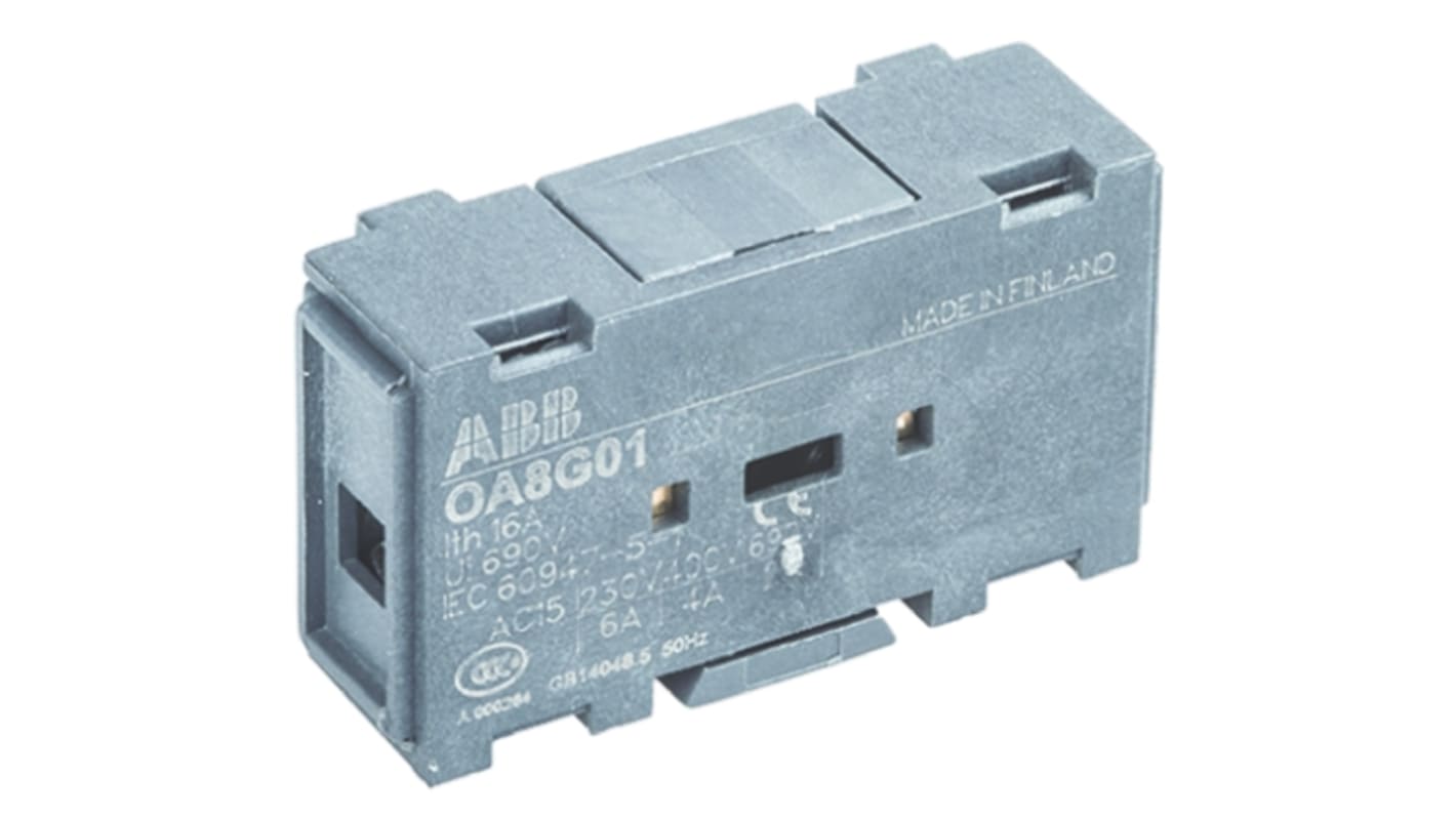 Interruttore ausiliario ABB OA8G01, modulo per sezionatori, montaggio a innesto, corrente 10/16 A, grado di protezione IP20.