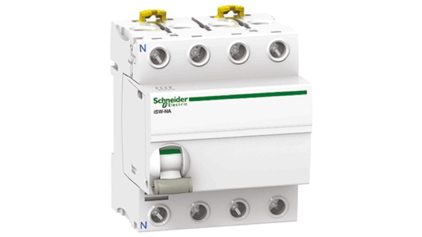 Interruttore di isolamento Schneider Electric A9S65440, 4P, 40A, 415V per controllo circuiti con VisiSafe e opzioni personalizzabili.