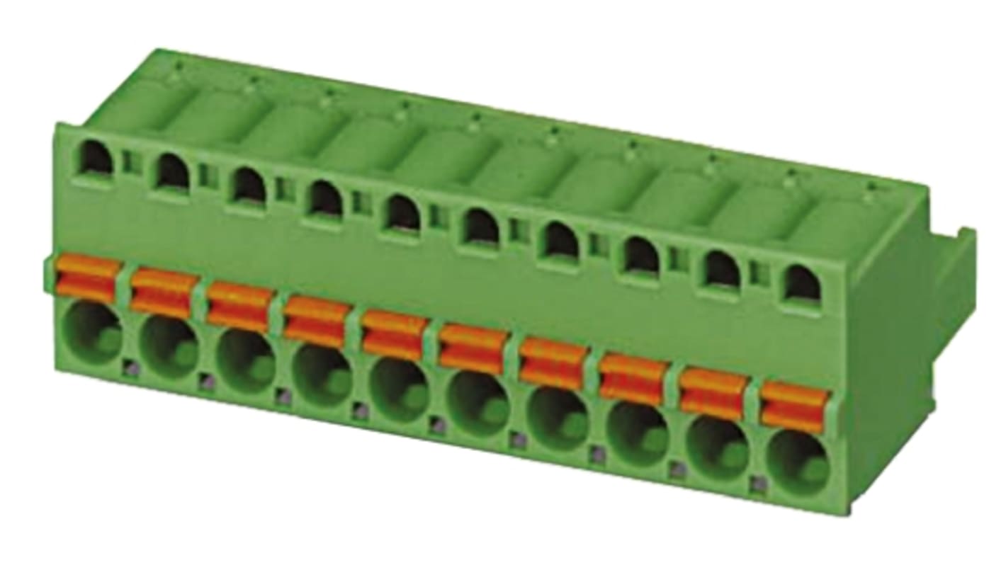 Connettore maschio volante da 5 mm Phoenix Contact 1910351 per morsettiere a innesto. Serie FKC 2,5 con morsetti a molla senza vite. Compatibile con morsettiere COMBICON MSTB 2,5.