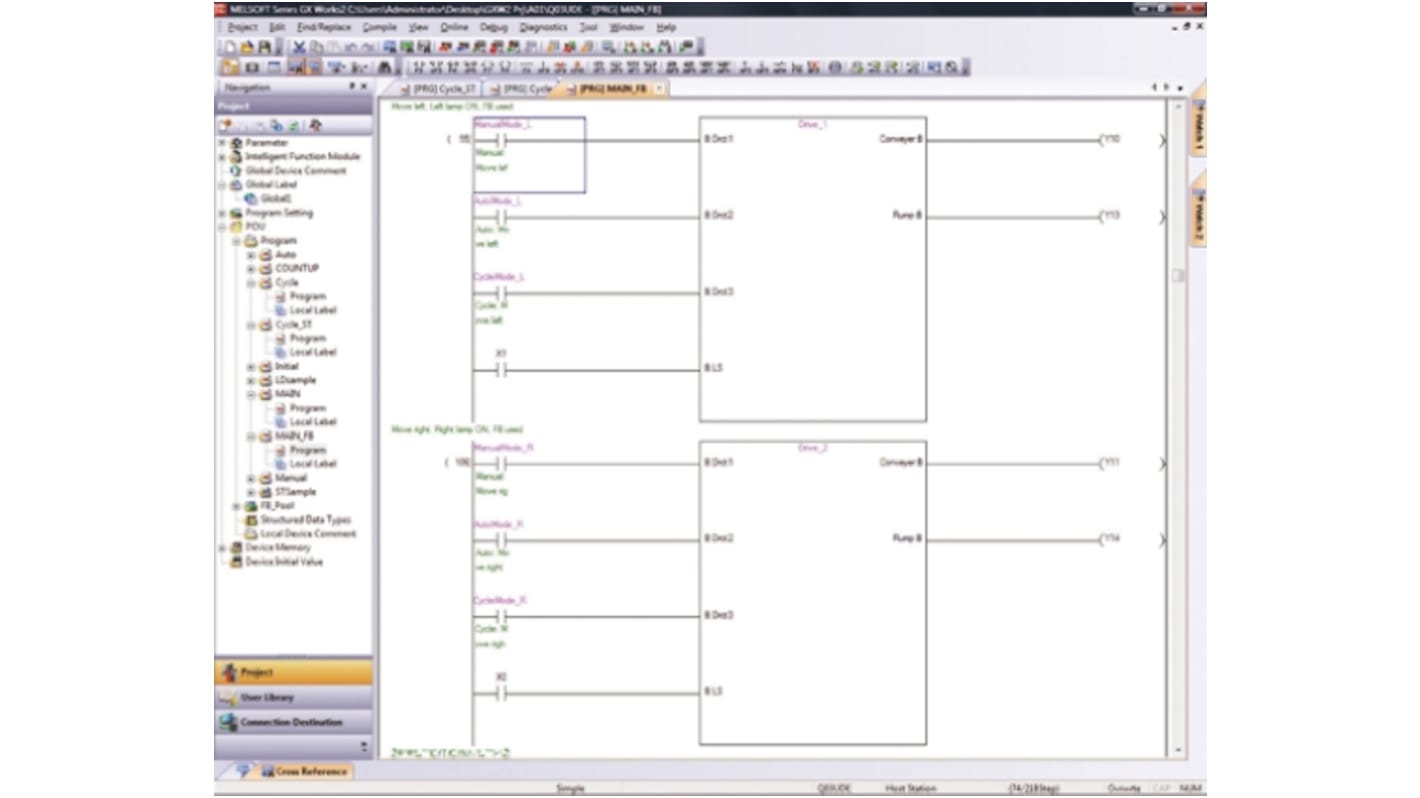 Software di programmazione PLC Mitsubishi Electric GX Works2 V01-5L0C-E per Serie FX, con simulazione e debug online.