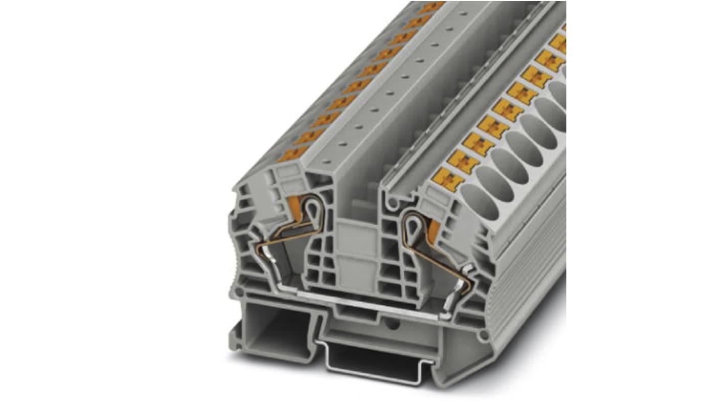 Morsettiera passante Phoenix Contact 3212138, Grigio, 90A, 0,5-25 mm², Collegamento a Innesto - Ideale per applicazioni impegnative, con certificazione UL V0, montaggio su guide DIN.