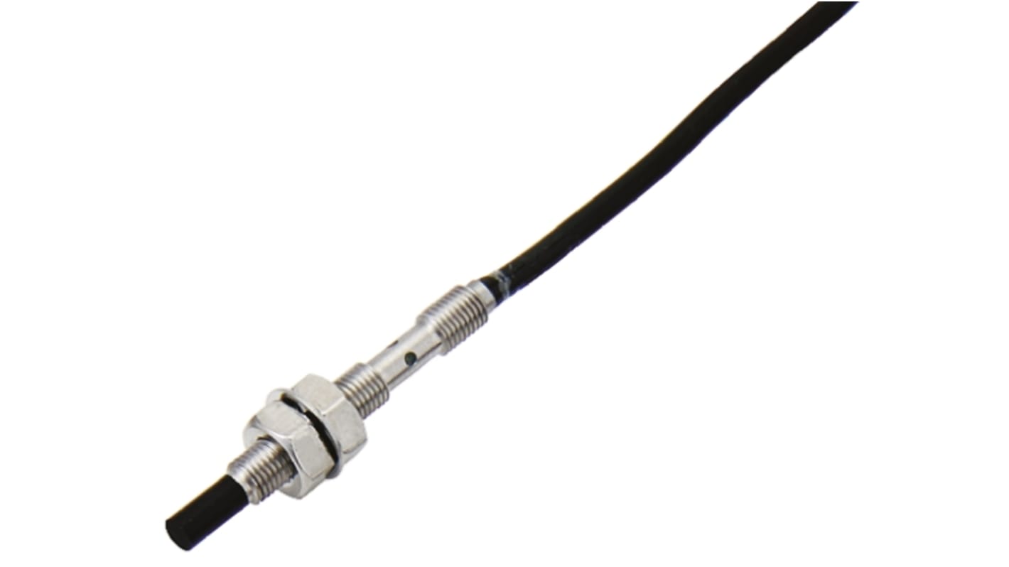 Sensore di prossimità cilindrico induttivo Omron E2E-C06S02-WC-B1 2M, PNP, rilevamento 2 mm, corpo in acciaio inox, IP67, 36 mm di lunghezza.