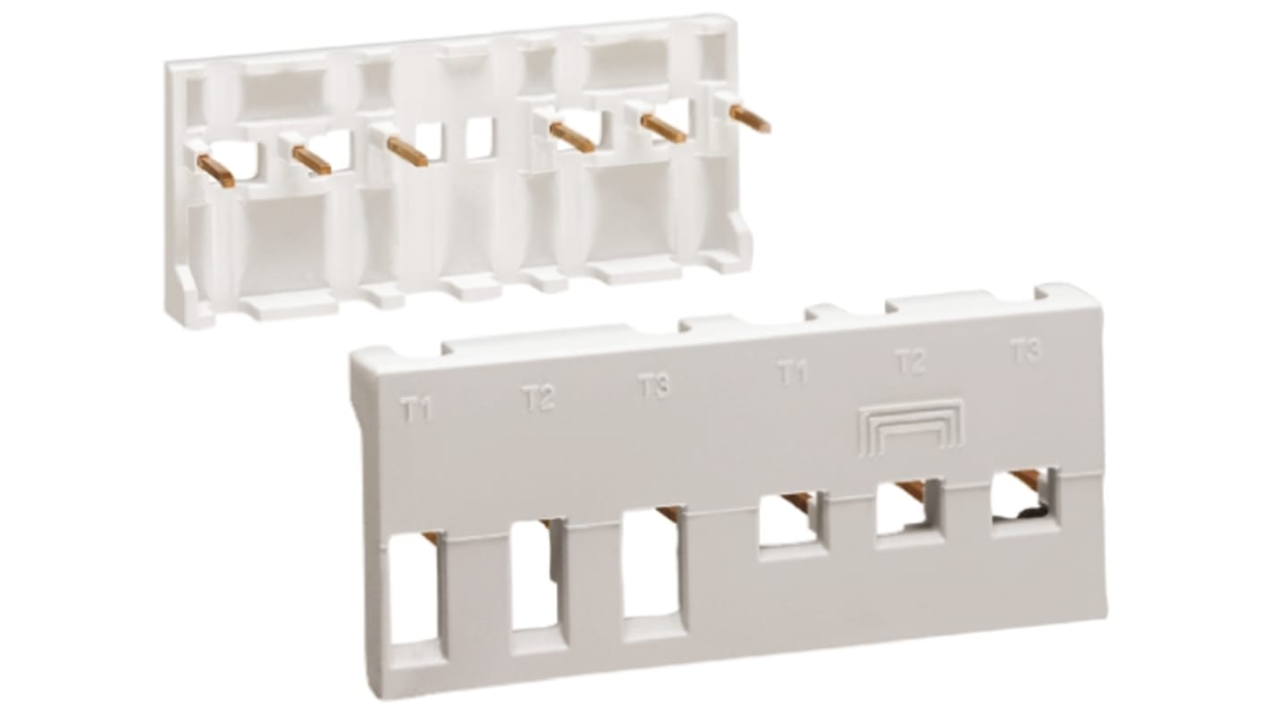 Kit di montaggio Lovato BFX3232 per contattori BF09A-BF25A e BF26A-BF38A, quattro poli, include accessori e blocchi meccanici.