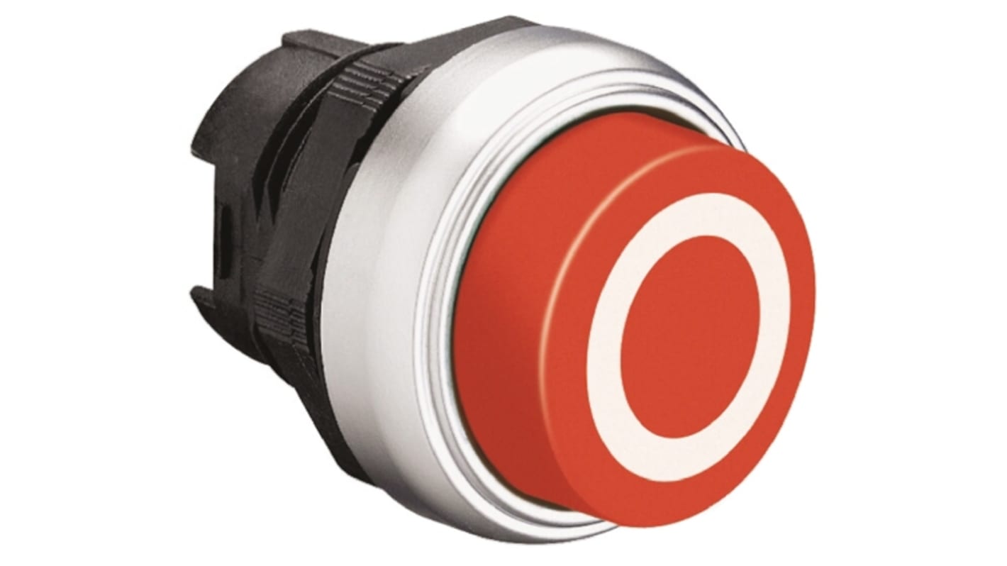 Attuatore pulsante Lovato LPCB2104, rosso, diametro foro 22 mm, ritorno a molla, grado di protezione IP66/IP67/IP69K.