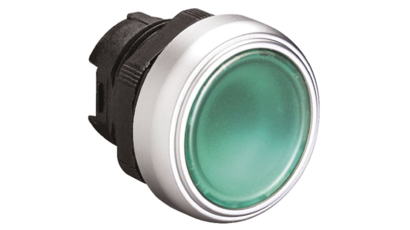 Attuatore pulsante Lovato LPCBL103, verde, diametro 22mm, ritorno a molla, IP66/IP67/IP69K, montaggio a scatto.