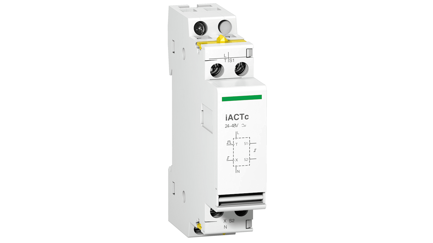 Contatto ausiliario Schneider Electric A9C18309 per guida DIN, tensione 24-48 V c.a., progettato per contattori iCT.