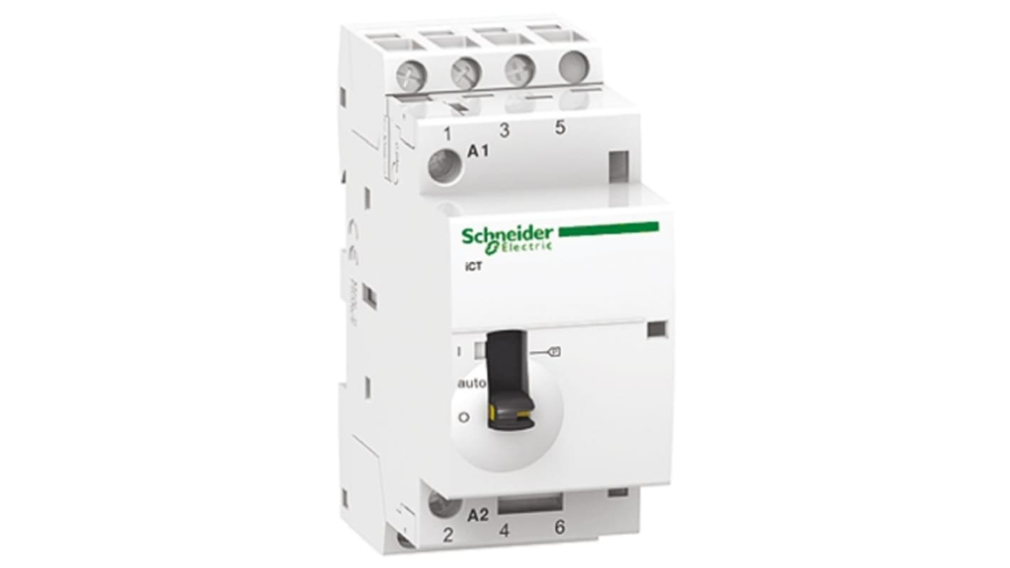Contattore Schneider Electric A9C21833, 3 poli, 25 A, montaggio su guida DIN, dimensioni 81x36x73 mm, bobina 230 V.