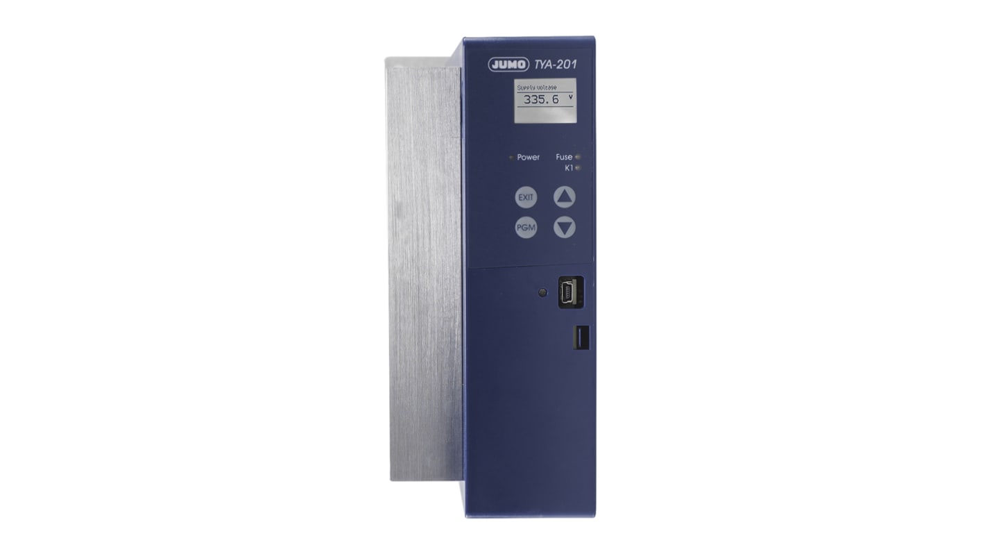 Jumo 709061/8-01-050-100-230-00/252, regolatore di potenza monofase 230 V, montaggio su guida DIN, controllo microprocessore.