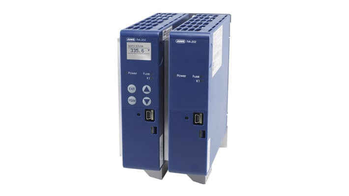 Regolatore di potenza Jumo TYA-202, codice 709062/8-01-050-001-400-00/252, trifase, 400 V, con display LCD e montaggio superficiale.
