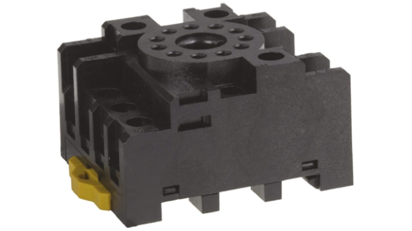 Zoccolo per relè Omron PF113A-N, serie MKS, 250V, 10A, 11 contatti, montaggio su guida DIN, terminazione a vite.