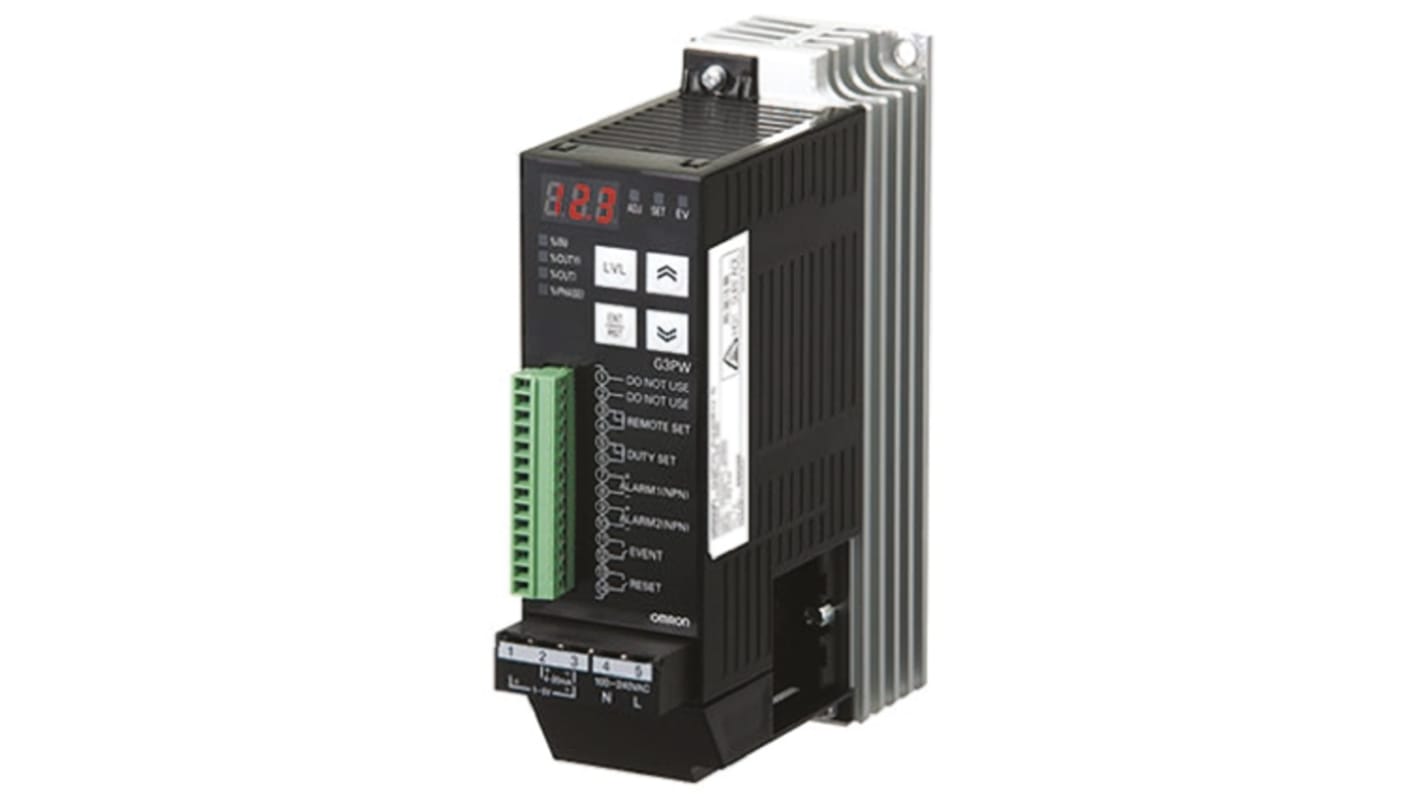 Omron G3PW-A220EU-S, condizionatore di segnale su guida DIN, 100-240V, uscita 30V cc, monitoraggio funzionamento.