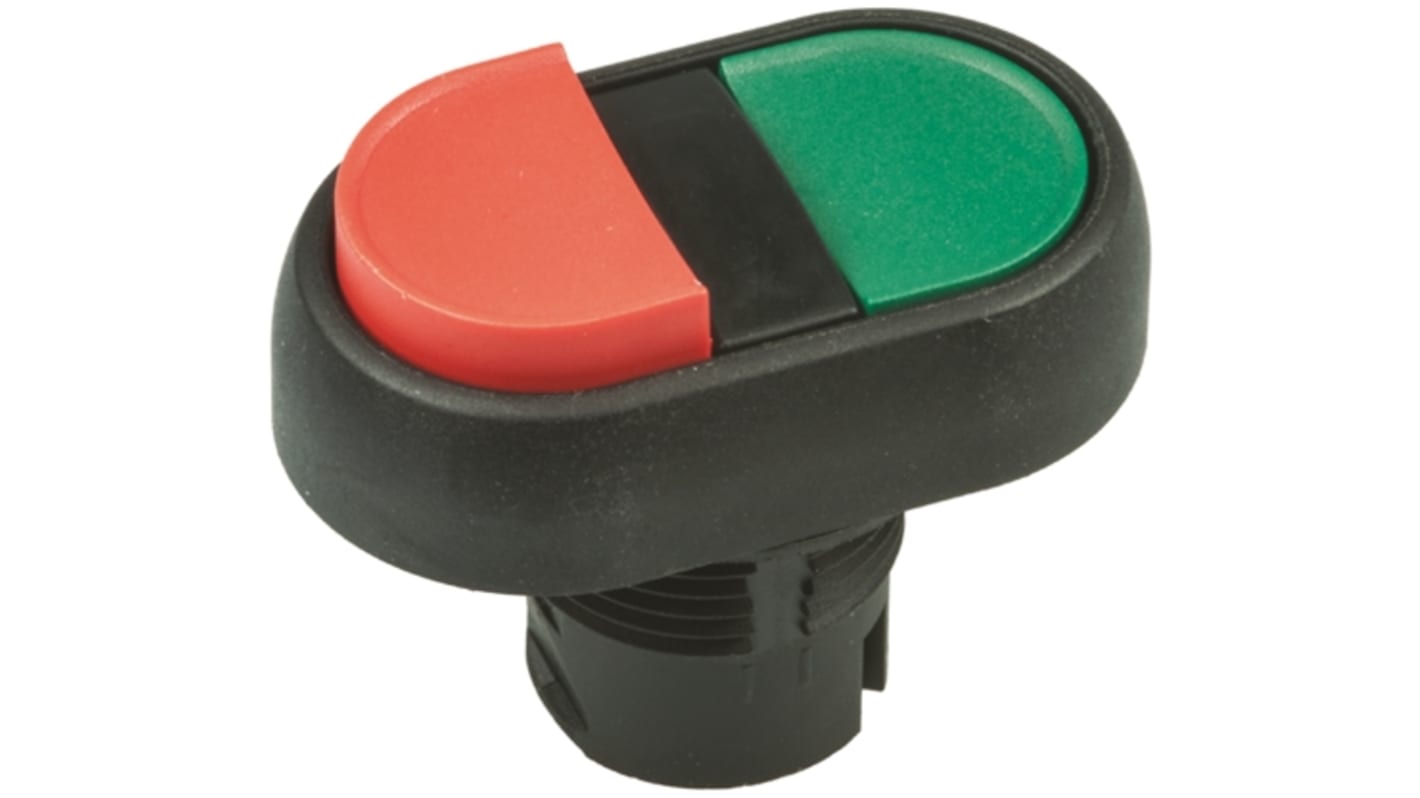 Attuatore pulsante instabile Allen Bradley 800FP-LU2E4F3, diametro foro 22 mm, colori Verde e Rosso, protezione IP65.