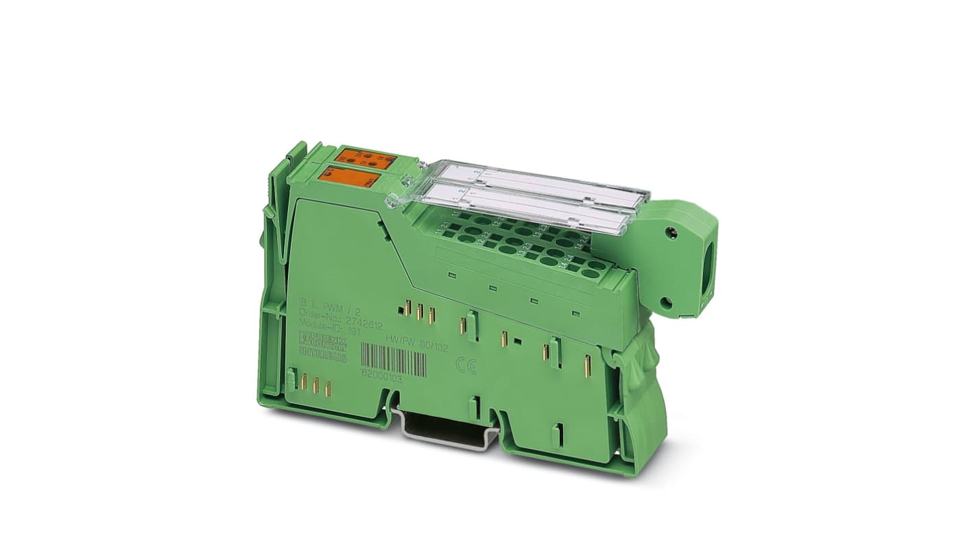 Morsettiera IB IL PWM/2-PAC Phoenix Contact 2861632 per motore, dimensioni 136,8 x 24,4 x 71,5 mm, con 2 uscite.