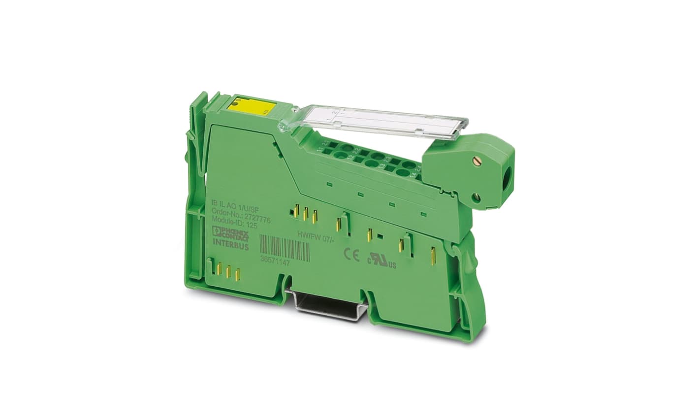 Morsettiera Phoenix Contact 2861399 per attuatori analogici, montaggio su guida DIN, dimensioni 136,8 x 12,2 x 71,5 mm.