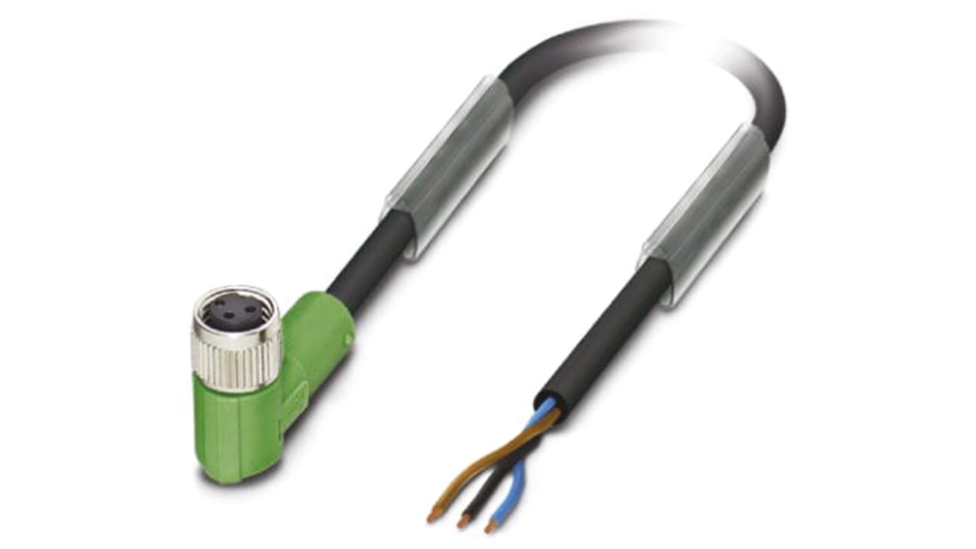 Cavo sensore/attuatore Phoenix Contact M8 Femmina, L. 10m (Cod. 1694169) - PUR a 3 vie, IP67, -25 → +90 °C, certificato UL, cUL, cULus, GOST.