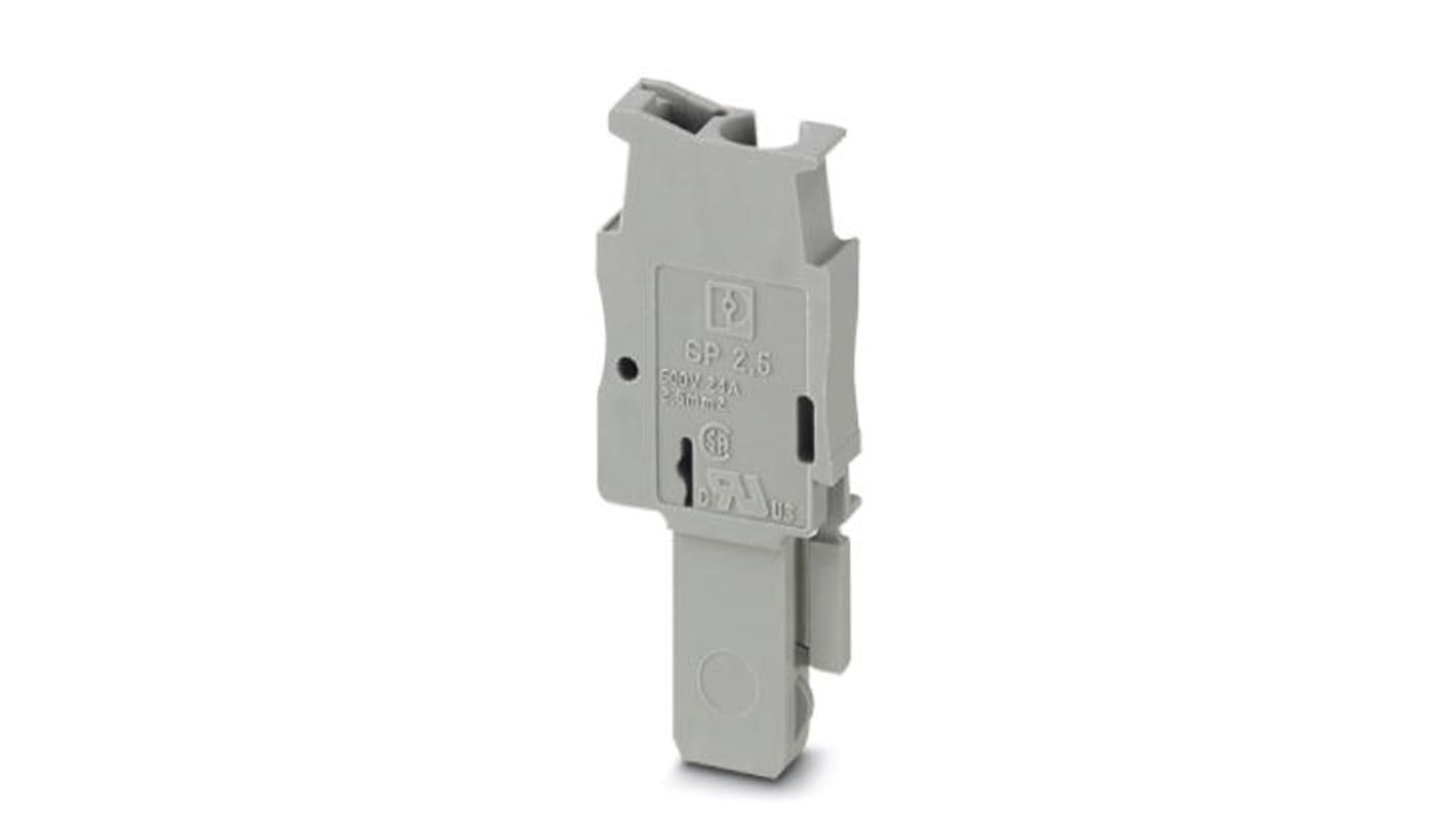Connettore maschio COMBI Phoenix Contact serie SP 2.5/1-L, gabbia a molla, grigio per cavi 28-12 AWG. Tecnologia a vite e pressione.