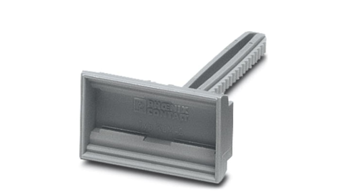 Supporto etichetta morsettiera Phoenix Contact 807575 per morsetti NS 32/35/7,5, senza silicone e alogeni. Ideale per marcatura gruppi morsetti.
