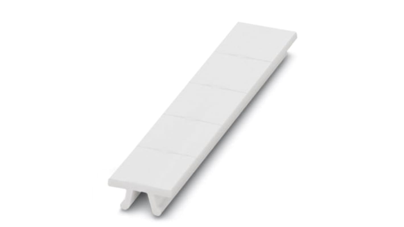 Fascetta per marcatura Phoenix Contact 812120 con scanalature portaetichette per morsettiere modulari. Disponibile in vari colori, con etichetta o senza, per un'identificazione semplice.