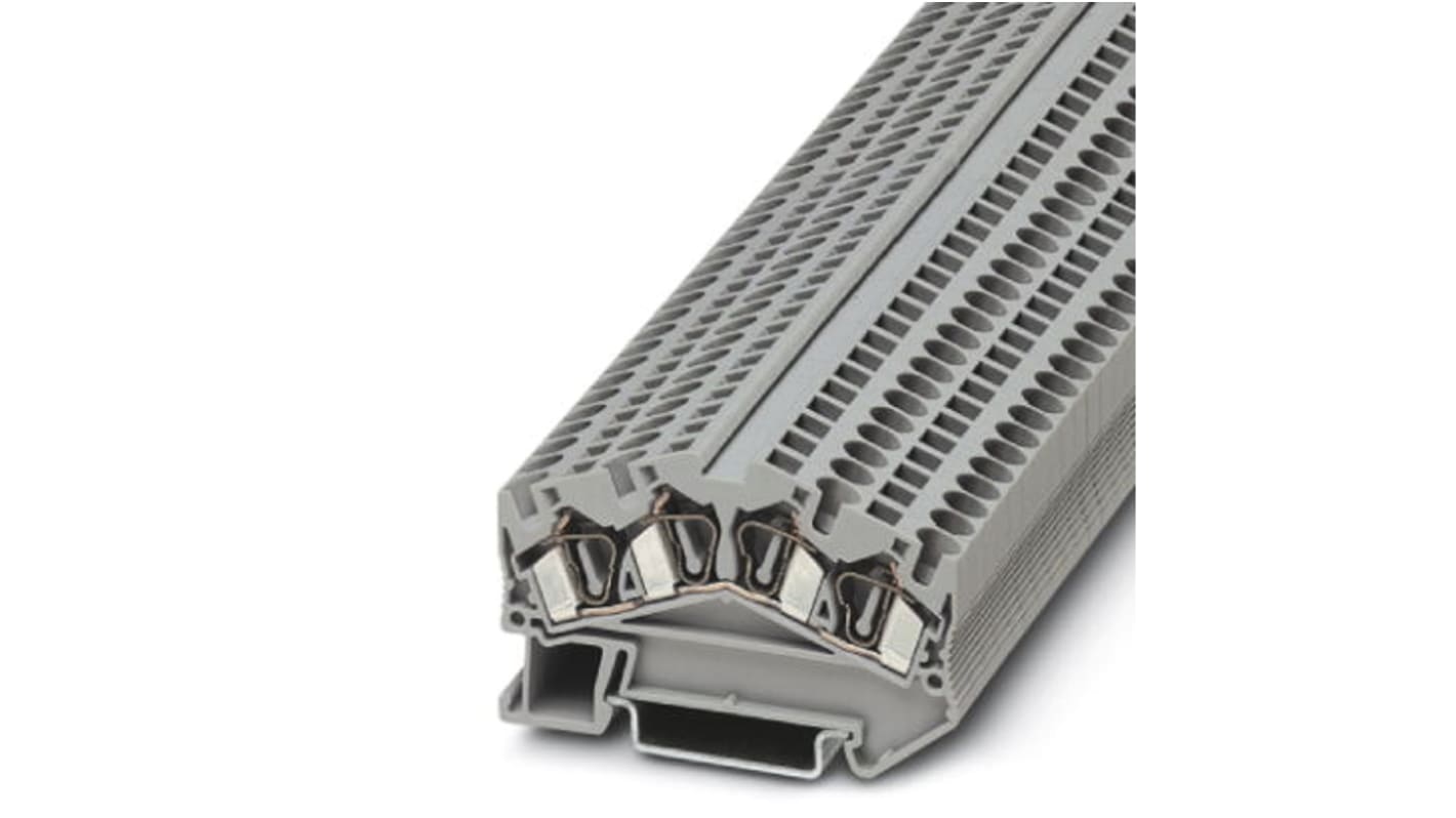 Morsettiera passante Phoenix Contact ST 4-FSI/C, codice 3031681, fusibile integrato, guida DIN, poliammide resistente, cavi da 0,08 mm² a 6 mm². Ideale per applicazioni ferroviarie.