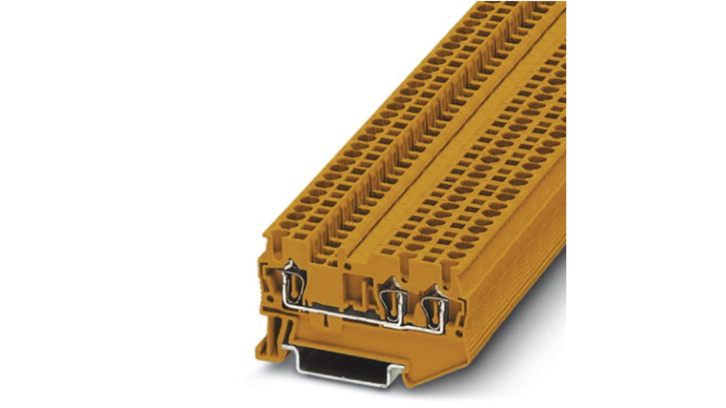 Morsettiera passante Phoenix Contact ST 1.5-TWIN, Arancione, 24A. Installazione senza utensili, certificata ATEX per ambienti esplosivi. Ideale per applicazioni multicanale.