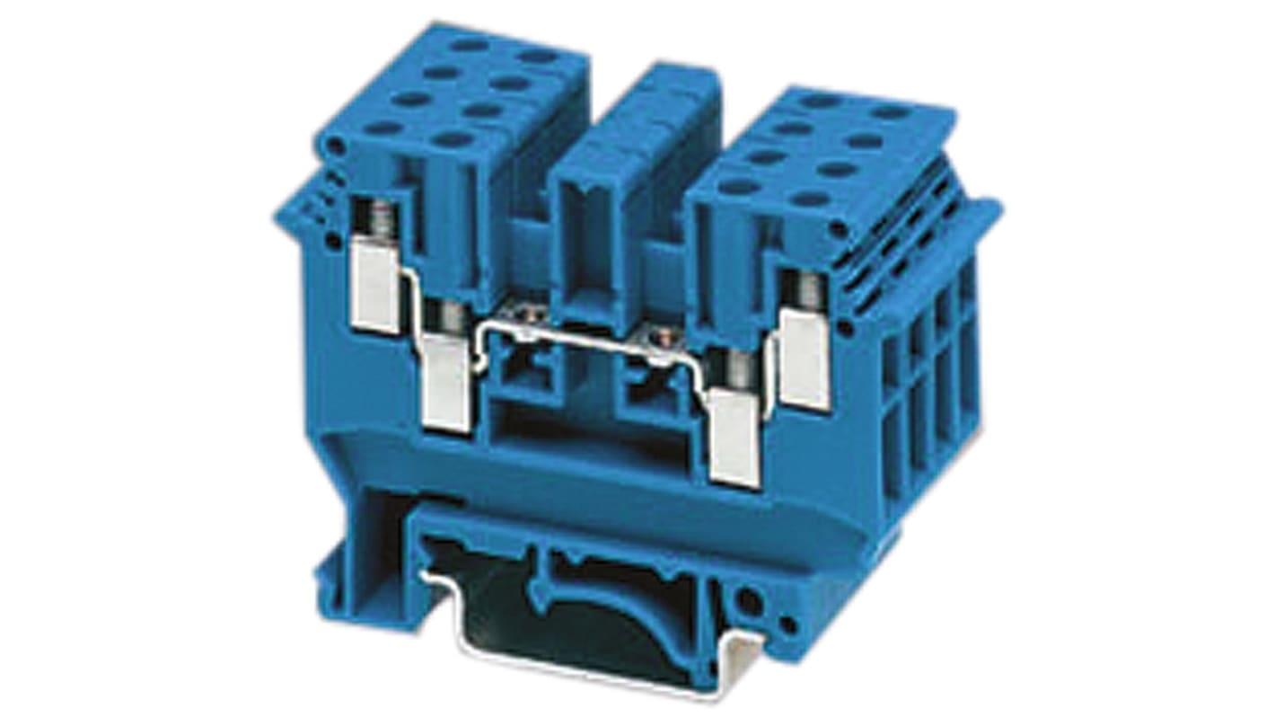 Morsettiera doppia UDK Phoenix Contact 2718277, Blu, 24A. Distribuzione potenziale su due punti terminali per collegare fino a quattro conduttori. Ideale per applicazioni industriali.