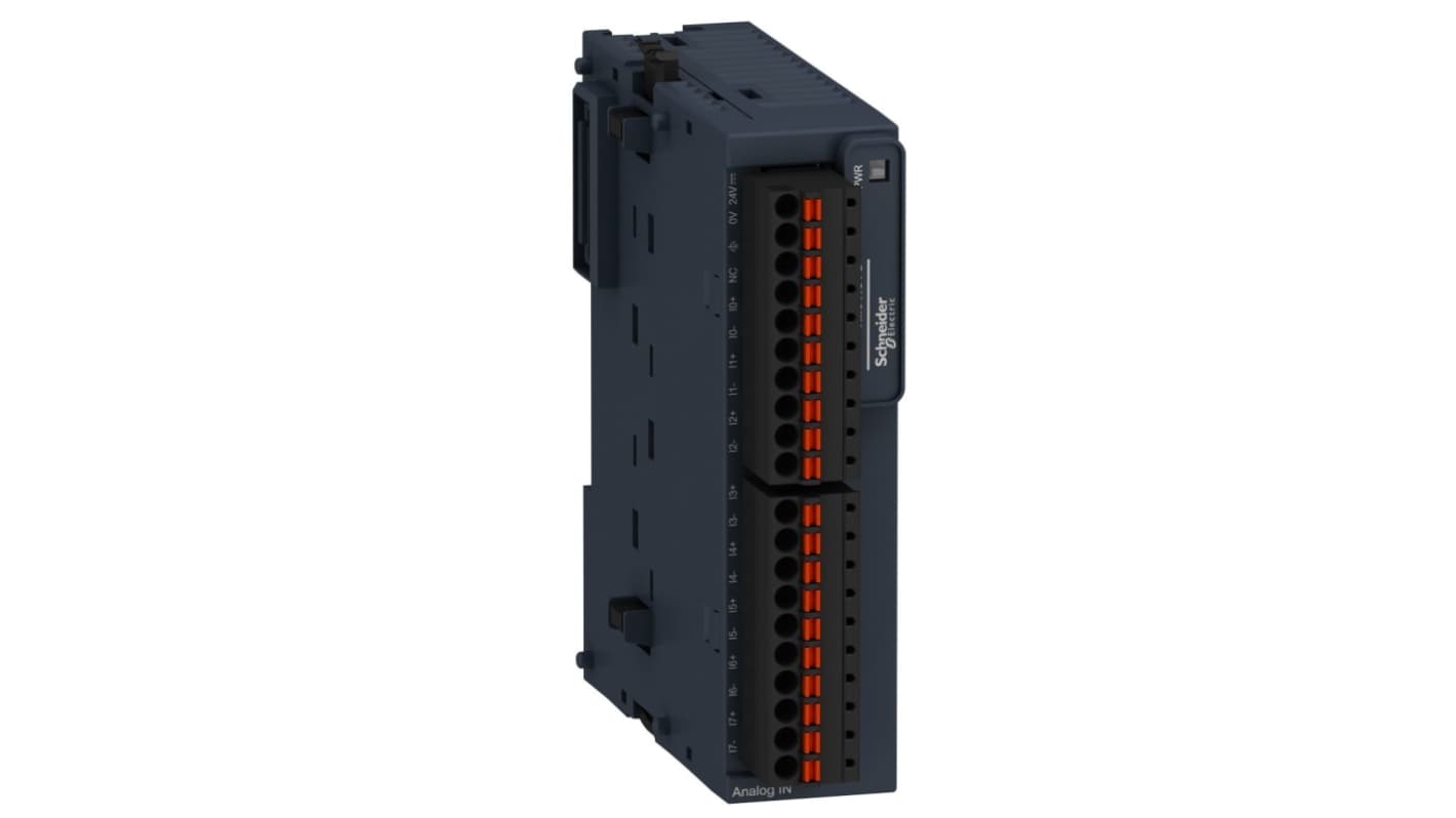 Modulo I/O PLC Schneider Electric TM3TI8TG, 8 ingressi analogici, compatibile con Modicon M221, M241 e M251, dimensioni 90 x 23,6 x 70 mm.