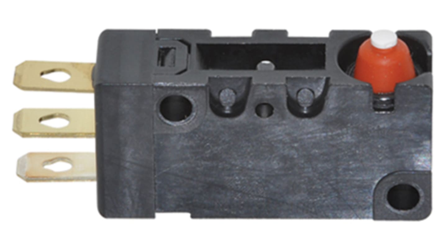 Microinterruttore Omron D2VW-5-1HS SPDT, sigillato IP67, corrente 5 A a 250 V, terminale a pin per circuito stampato.