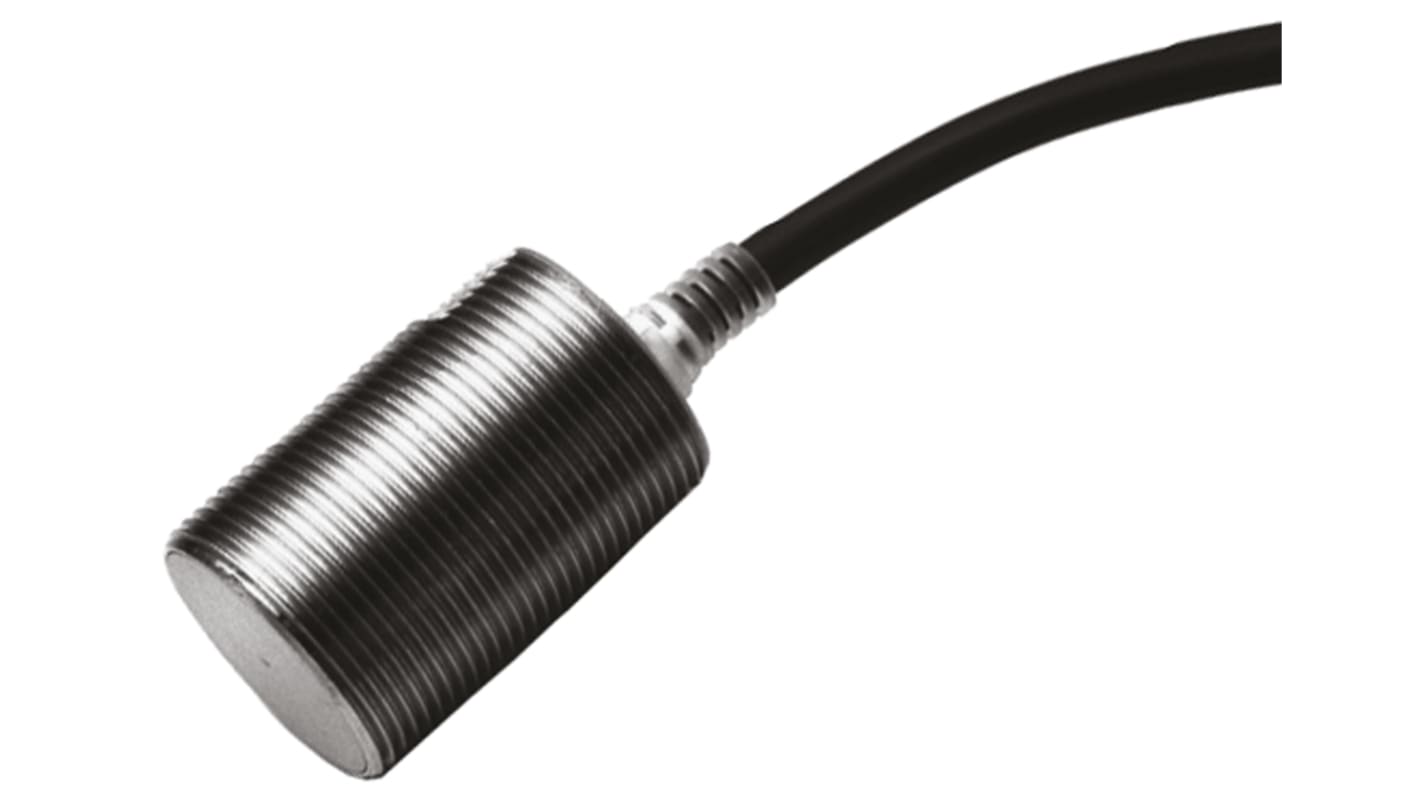 Sensore di prossimità cilindrico induttivo Omron E2E-X10MY2-US, M18 x 1, rilevamento metalli ferrosi fino a 10 mm, IP67.