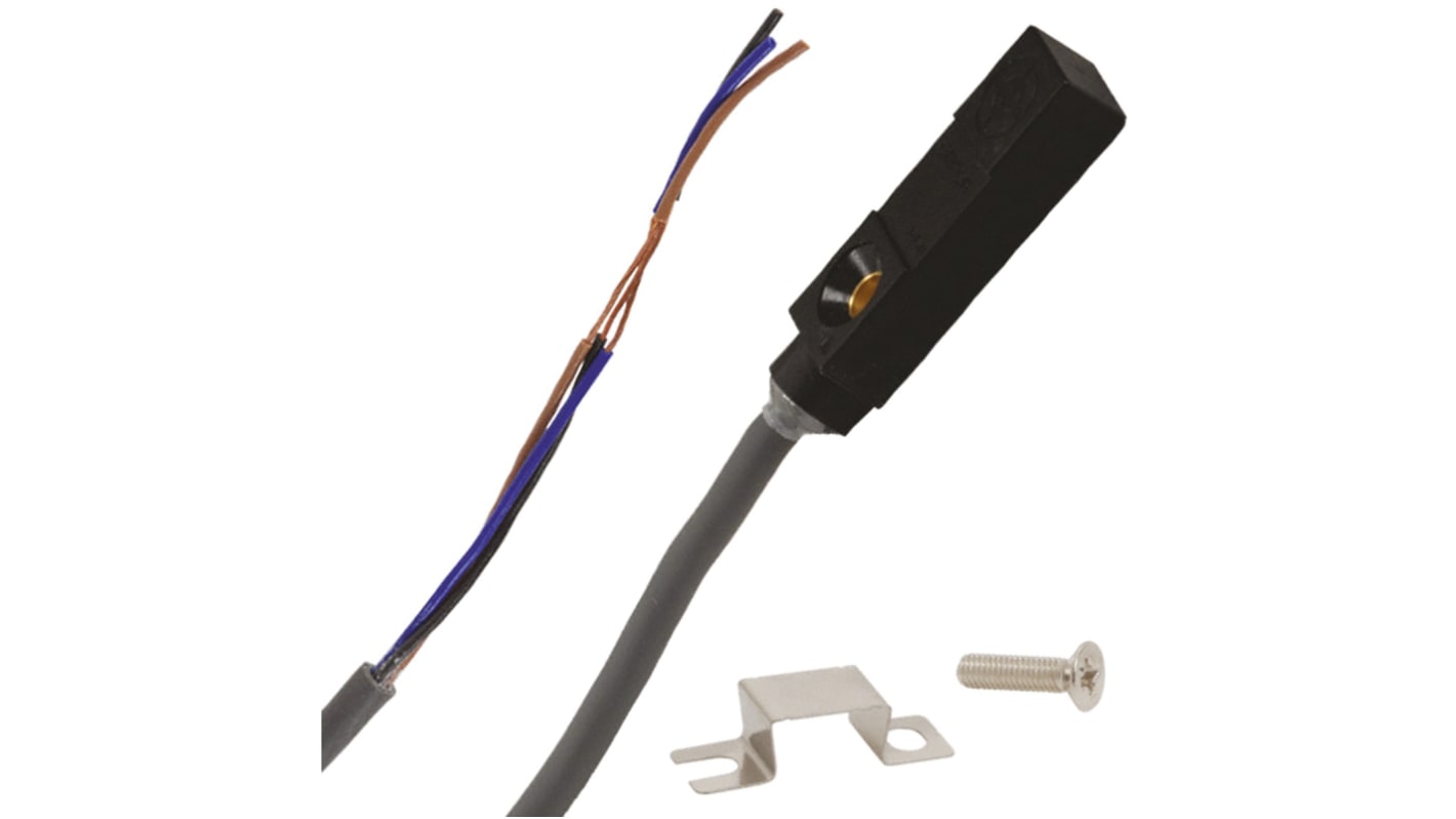 Omron TL-W1R5MC1, sensore induttivo NPN, rilevamento a 1,5 mm, alimentazione 12-24 V c.c., dimensioni 25x8x5,5 mm.
