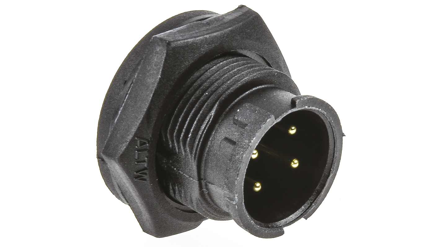 Connettore circolare maschio Amphenol Industrial, serie Ceres, 4 poli, montaggio a pannello, grado di protezione IP67.